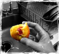 Peach in the sink